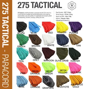 ATWOOD USA Tactical 2.4mm Paracord 275 AUTHENTIC 4strand Cord 3/32 small batch - Foto 1 di 79