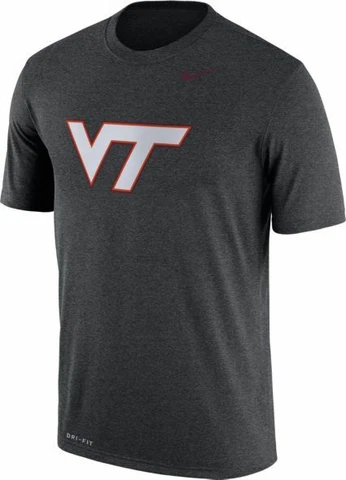 Nike Men's Virginia Tech Hokies Logo Charcoal Gray T Shirt Cover