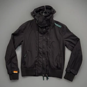 Superdry Japan Womens Windbomber Jacket Size M Black Weatherproof Nylon Ripstop - Picture 1 of 21