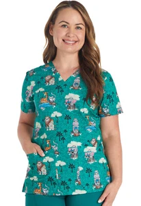Cherokee Prints V-Neck Print Top scrubs Top CK651 SFFN Safari Fun - Picture 1 of 5