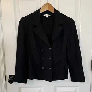 CAbi Black Double Breasted Cropped Jacket Size Medium Casual Fall Spring - Picture 1 of 7