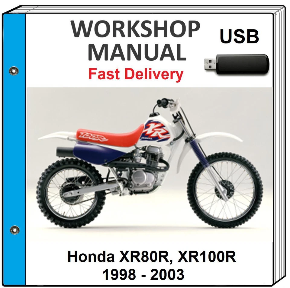 HONDA XR80R XR100R 1998 1999 2000 2001 2002 2003 MANUAL DE TALLER DE REPARACIÓN DE SERVICIO USB Foto 1 de 1