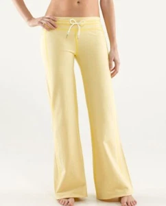 Lululemon Athletica Womens Drawstring French Terry Voyage Sweatpants Yellow Sz 6 - Picture 1 of 11