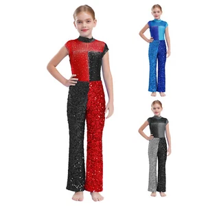 Kids Girls Leotard Halloween Bodysuit Latin Jumpsuit Stage Unitard Jazz Rompers - Picture 1 of 15