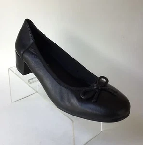 DAVID TATE Black Leather Slip-On Bow Detail Low Heel Flats, 18839 (Size 6.5 M) - Picture 1 of 12