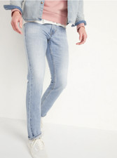 NEW OLD NAVY Size 42 x 30 Slim Rigid Non-Stretch Light-Wash Men Jeans 100%Cotton