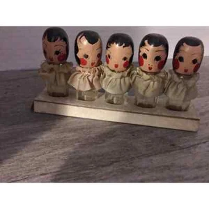 Perfume Bottles KAROFF Floral Quintuplets Wood Doll Heads Perfume Bottle - Picture 1 of 7