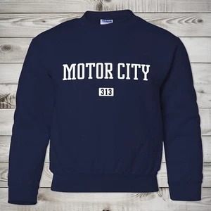 Motor City Sweatshirt for Kids | Motor City 313 Youth Crewneck Sweatshirt - Picture 1 of 6