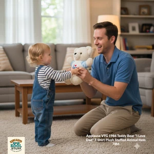 Applause Vintage 1986 Teddybär "I Love Dad" T-Shirt Plüsch Stofftier Artikel 78M - Bild 1 von 11