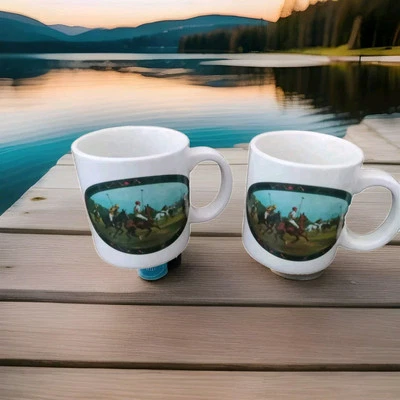 Комплект пара из двух кофейных кружек RALPH LAUREN чашки поло игроки конные лошади 🐴 - Изображение 1 из 4