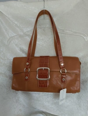 Bolso de mano Franco Sarto de cuero marrón con hebilla plateada leer Foto 1 de 4