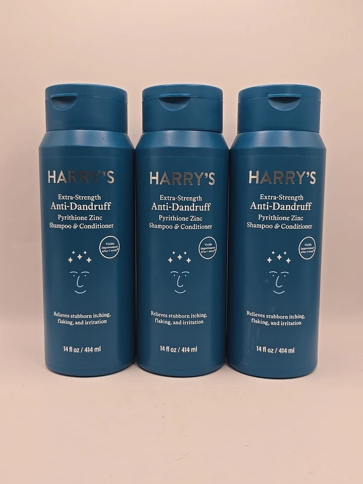 2x Harry's 2 in 1 Extra Strength Anti Dandruff Shampoo & Conditioner 14 Oz
