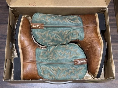 Twisted X Work Boots Men’s Leather Steel Toe Cognac Dark Green MSC0005 *PLS READ - Image 1 of 4