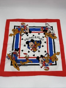 NOS Vintage Disney Mickey Mouse & Pluto JA Woronowicz Bandana Scarf 21” Square - Picture 1 of 6
