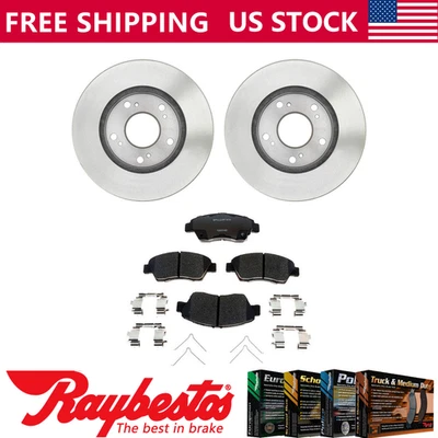 Kit dianteiro rotores de freio + pastilhas e ferragens de cerâmica para 2006-2010 2011 Honda Civic - Imagem 1 de 4