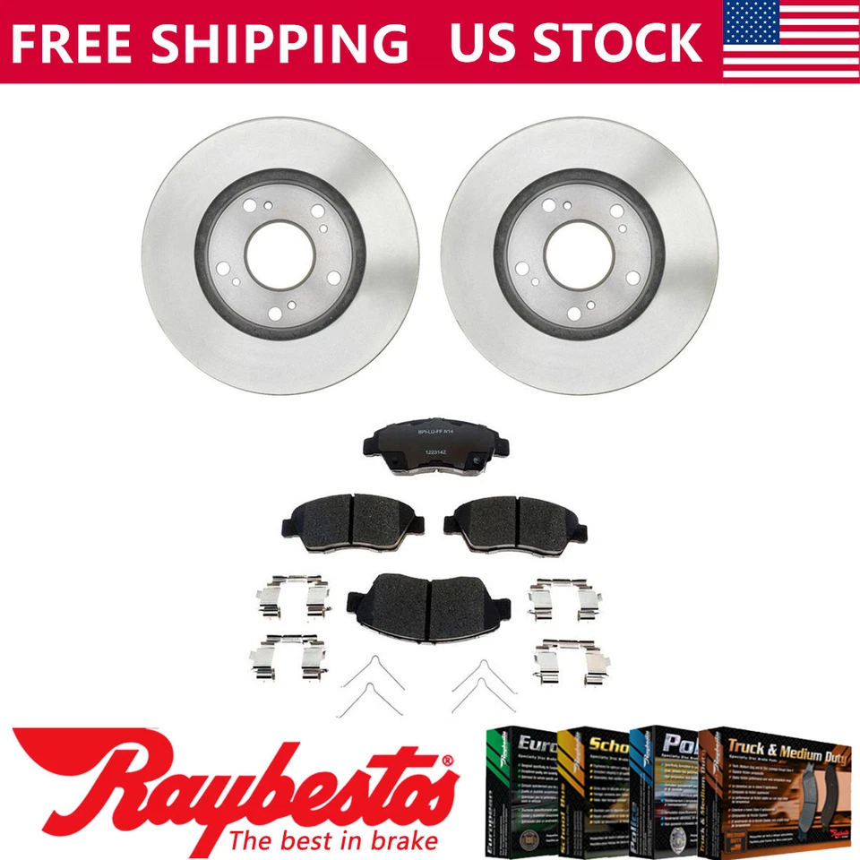 Kit de rotores de freno delanteros + pastillas de cerámica y herrajes para Honda Civic 2006-2010 2011 Foto 1 de 4