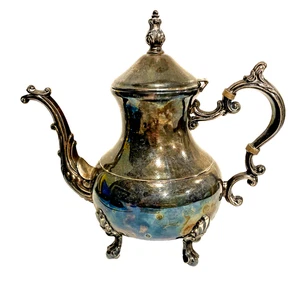 Vintage F.B. Rogers Silber Teller verziert viktorianischer Stil Teekanne Holloware 9,5" - Bild 1 von 10