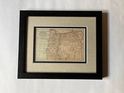 1898 OREGON State Map w/Indian Reservations, Framed w/Dbl Mat SEE DESCRIP - Image 1 of 4