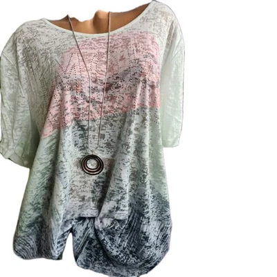 MIAMODA Bluse Tunika Shirt Blockmuster mehrfarbig Glitzer Übergröße (6 701) - Bild 1 von 3