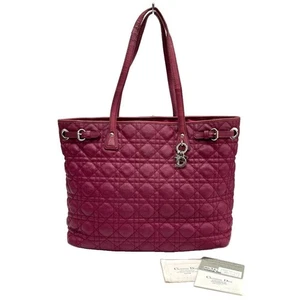 Christian Dior Panarea Red Coated Canvas Leather Tote Bag From Japan - Used - - Picture 1 of 13
