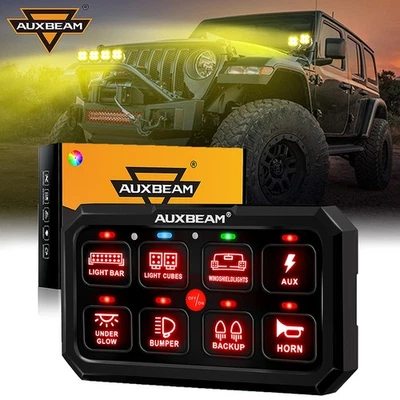 Panel de interruptor AUXBEAM XL RGB 8 velocidades palanca/momentáneo/pulsado para Jeep Wrangler YJ Foto 1 de 4
