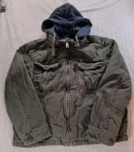 Arizona Large Green Utility Military-Style Quilt Lined Jacket Blue Hoodie - Picture 1 of 21