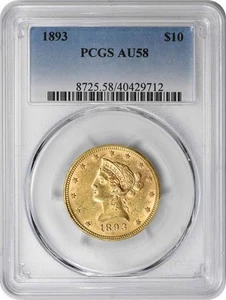 1893 $10 Gold Liberty Head AU58 PCGS - Picture 1 of 2
