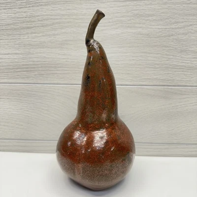 Large Stoneware Pottery Pear, Kitchen Decor 9” x 4” Signed - Image 1 of 4