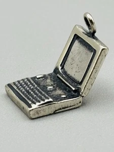 Signed Sterling Silver Laptop Charm .925 Office School Gaming Computer - Picture 1 of 9
