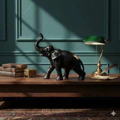 Estatuilla de elefante de metal fundido de colección estatua amante de los animales regalo decoración de safari Foto 1 de 4