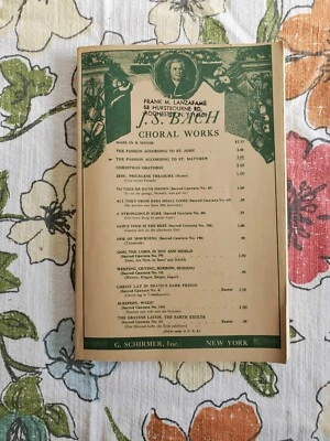 RARO 1950 De Colección "LA PASIÓN SEGÚN SAN MATEO" J. S. BACH Obras Corales Foto 1 de 2