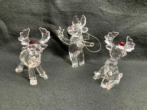 3er Set Rentiere facettierter Kunststoff max. 10,3 cm, hängend, stehend, sitzend - Bild 1 von 9