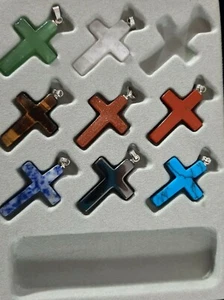 Natural Red Jasper Cross Pendant 1 1/4 inch - Picture 1 of 4