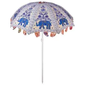 Garden Parasol Handmade Embroidered Indian Outdoor Sun Shade Patio Umbrella - Picture 1 of 4