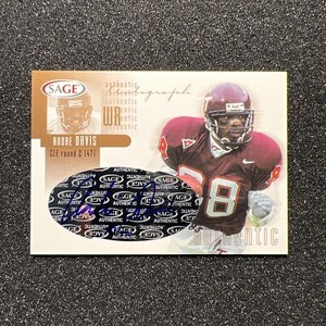 2002 Sage ANDRE DAVIS #A10 Rookie AUTO - BRONZE 217/550 FOOTBALL CARD