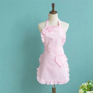 Lovely Heart Bowknot Princess Apron Nail Salon Anti Fouling Work Clothes Kitchen - Picture 1 of 11