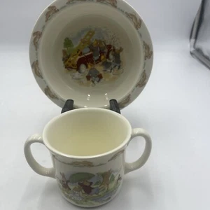 Vintage Royal Doulton Bunnykins Baby Set with Bowl and Two Handled Childrens Mug - Picture 1 of 7