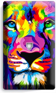 COLORIDO LEÓN AFRICANO ARTE ABSTRACTO TELÉFONO TELÉFONO PARED PLACA CUBIERTAS DECORACIÓN HABITACIÓN - Imagen 1 de 1