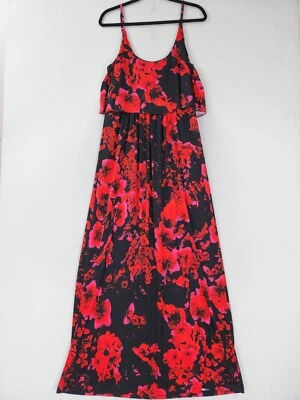 Buffalo Dress Womens Large Red Black Floral Festiva Maxi A Line Layered Tank NEW - Image 1 of 4