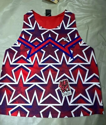 Asics Women's Medium Nation's Running top tank singlet Usa start red white NEW - Image 1 of 4