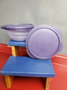 Tupperware Flat Out Collapsible 4 Cup Purple Container Bowl/Lid 5455 5453 - Bild 1 von 3