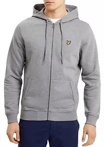 Lyle & Scott Hombres Algodón Cremallera Sudadera con Capucha Top Loopback Sudadera con Capucha Gris Marl - Imagen 1 de 4