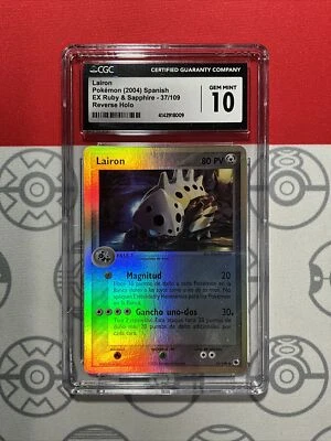 NEW CGC 10 GEM SPANISH Pokemon Lairon 37/109 EX Ruby & Sapphire PSA 8009 - Image 1 of 2