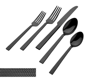 The Godinger Group 20 Pc Silverware Set. Matte Black. - Picture 1 of 3