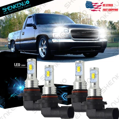 Kit de bombillas de faros LED 6000K Hi&Lo Beam para GMC Sierra 1500 2500 HD 1995-2006 YH Foto 1 de 4