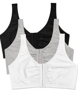Fruit of the Loom Women's Front Close Built-up Sports Bra (Pack of 3) Size 34 - Picture 1 of 3