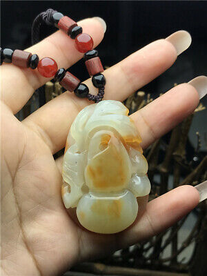100% Natural Hand-carved Jade Pendant Jadeite Necklace Thriving Business • 39$