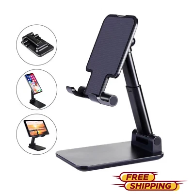 Adjustable Cell Phone Tablet Stand BLACK Desktop Holder Mount Mobile Phone,iPad - Image 1 of 4