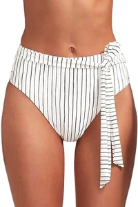 Vitamin A Women's 236880 Stripe Lola High Waist Bikini Bottom Swimwear Size S - Picture 1 of 2
