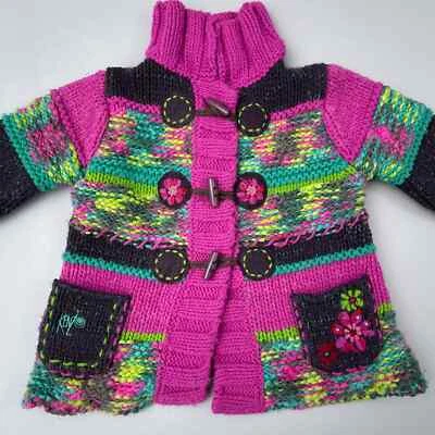 Suéter Kenzo Niños Niñas 2A/86 2T Colorido Tejido Cárdigan Floral Rayas Palanca Foto 1 de 4